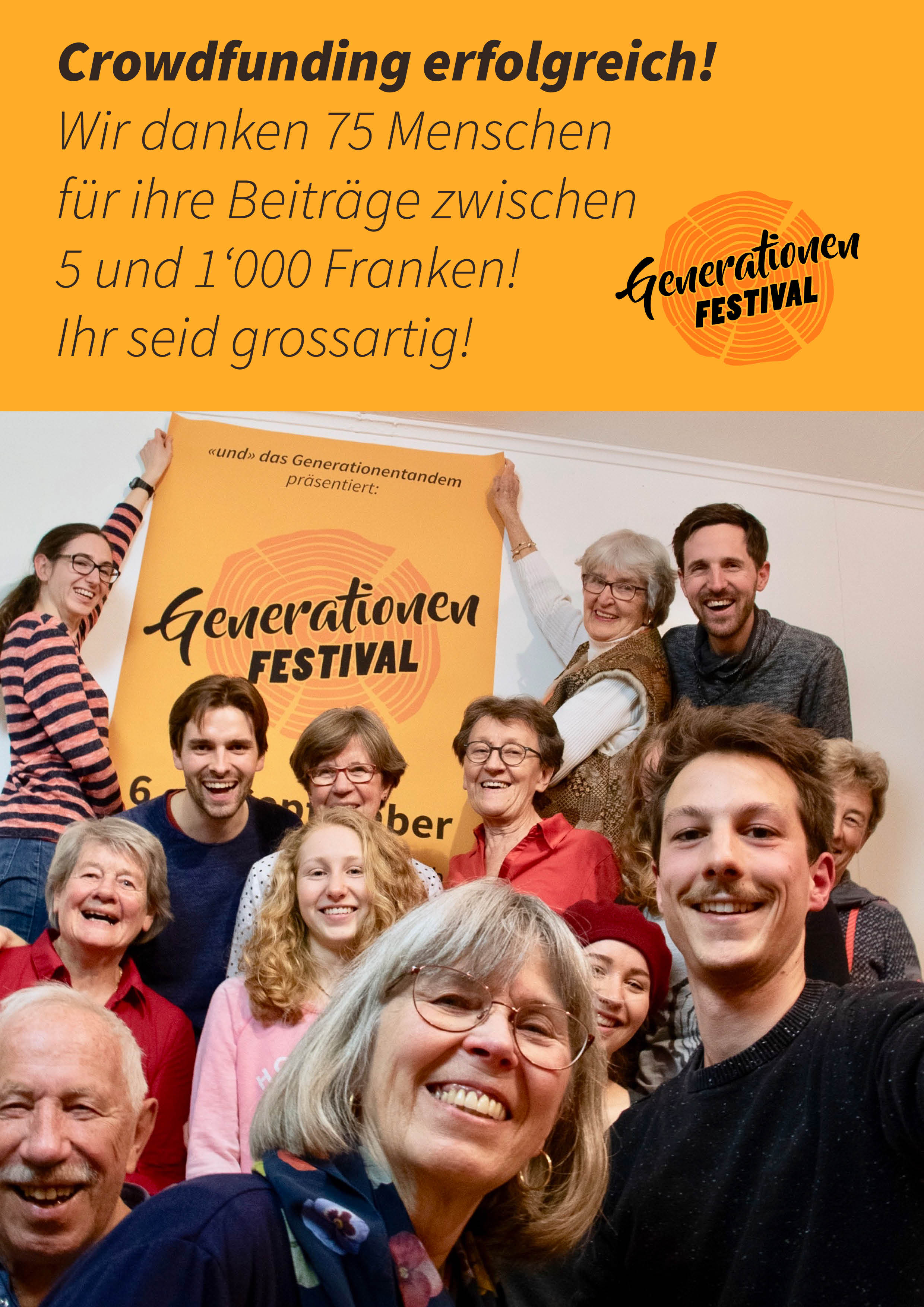 Generationenfestival schliesst Crowdfunding erfolgreich ab!